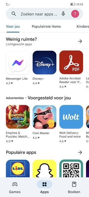 Selecteer de zoekbalk