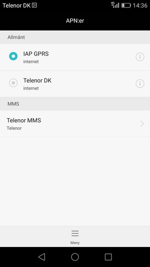 Välj internetåtkomstpunkt