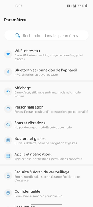 Sélectionnez Wi-Fi et réseau