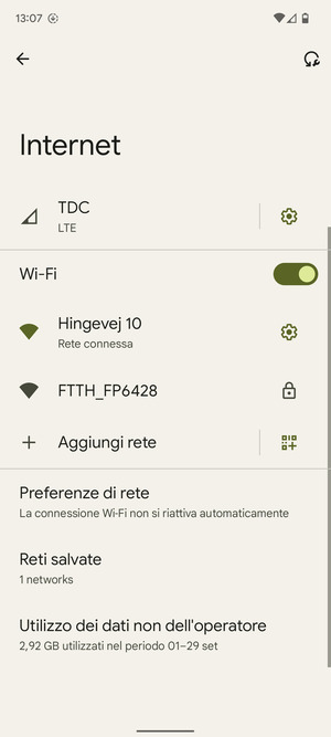 Ora sei connesso alla rete Wi-Fi