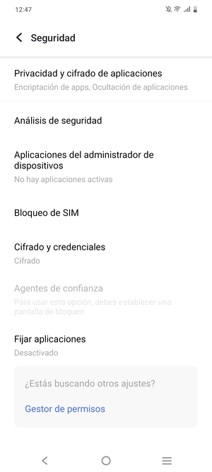 Desplácese y seleccione Bloqueo de SIM