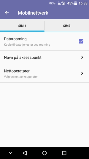 Slå Dataroaming på eller av
