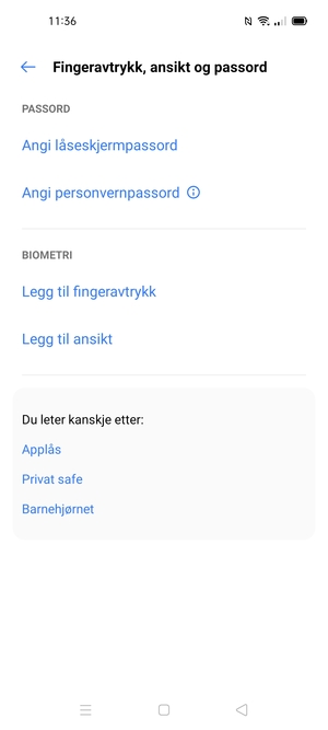 Velg Angi låseskjermpassord