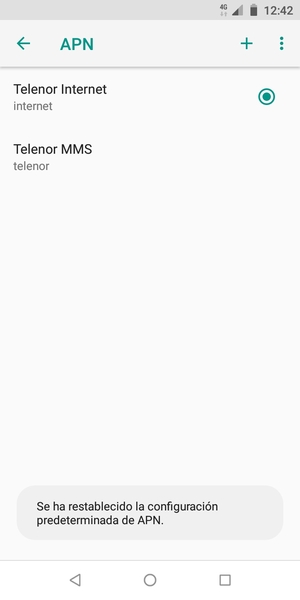El teléfono se reiniciará con la configuración predeterminada de Internet y MMS