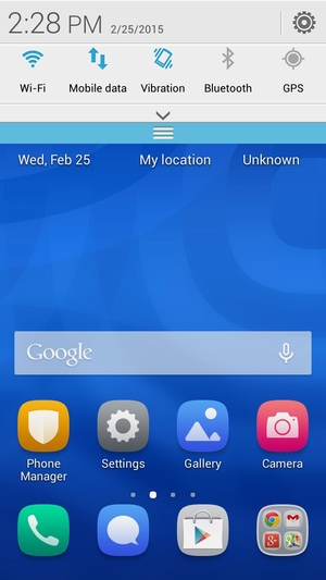Slide down the top menu