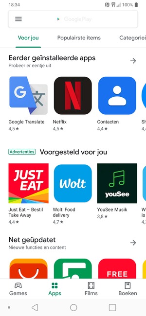 Selecteer de zoekbalk