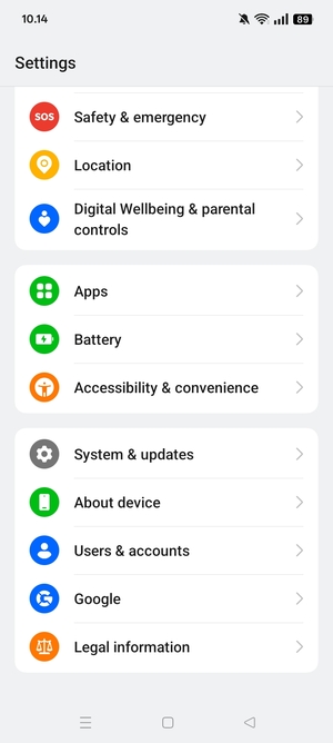 Scroll to and select Users & accounts