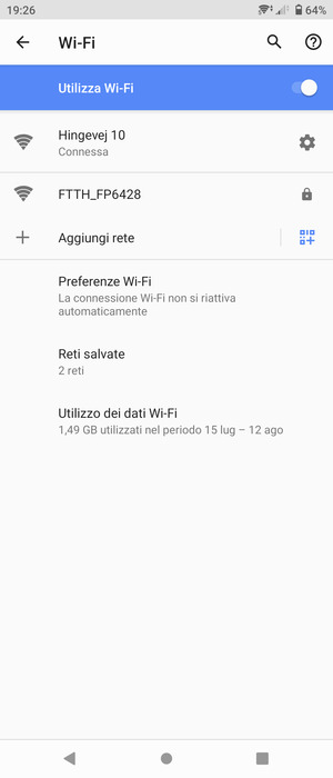 Ora sei connesso alla rete Wi-Fi