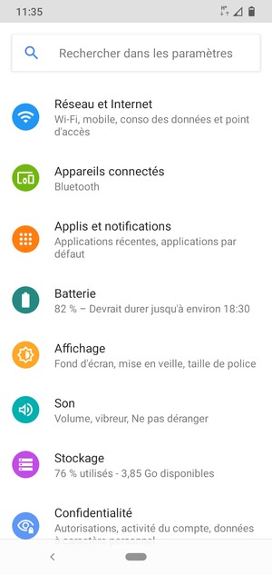 Sélectionnez Réseau et Internet
