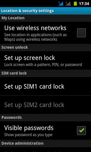 Select Set up screen lock