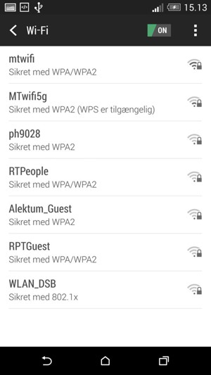 Vælg det trådløse netværk, du ønsker at oprette forbindelse til
