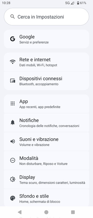 Seleziona Rete e internet