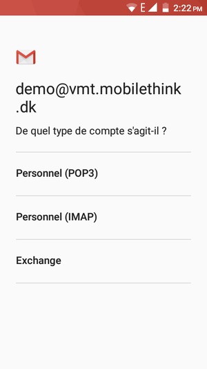 Sélectionnez Personnel (POP3) ou Personnel (IMAP)