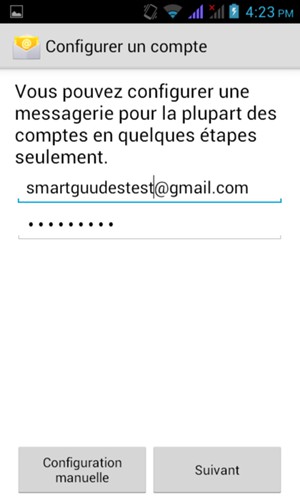 Saisissez votre adresse et votre mot de passe Gmail ou Hotmail. Sélectionnez Suivant