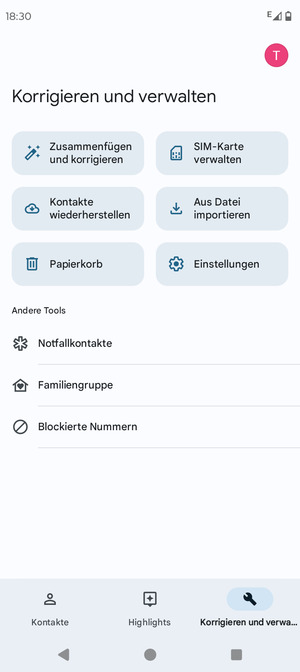 Wählen Sie SIM-Karte verwalten