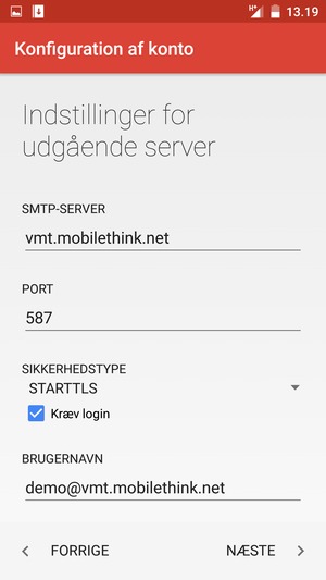 Indtast udgående serveradresse