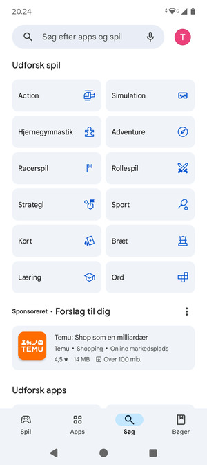 Vælg søgefeltet