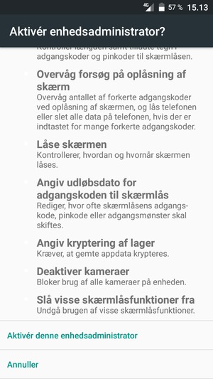 Scroll til og vælg Aktivér denne enhedsadministrator