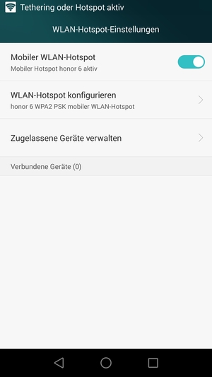 Ihr Handy ist jetzt für die Verwendung als Modem eingerichtet