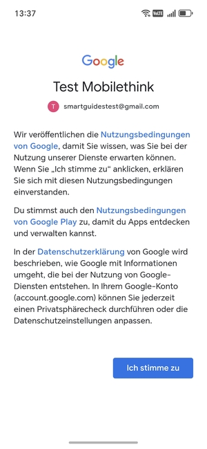 Wählen Sie Ich stimme zu