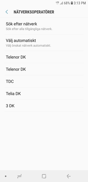 Välj en nätverksoperatör från listan