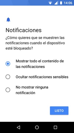 Seleccione la opción deseada y seleccione LISTO