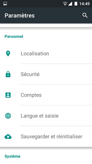 Faites défiler et sélectionnez Comptes