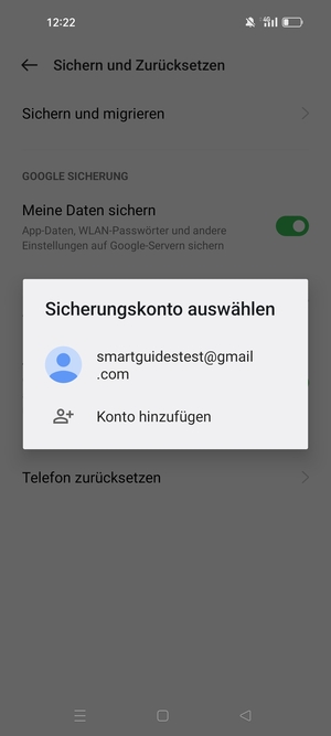 Wählen Sie Ihr Konto für Backup