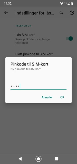 Indtast din Nye pinkode til SIM-kort og vælg OK