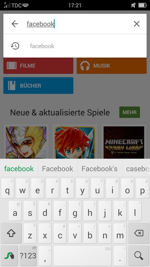 Geben Sie den Namen der App ein und wählen Sie Suchen