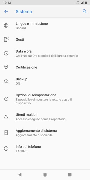 Seleziona Aggiornamento di sistema