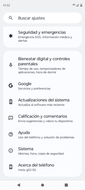 Desplácese y seleccione Actualizaciones del sistema