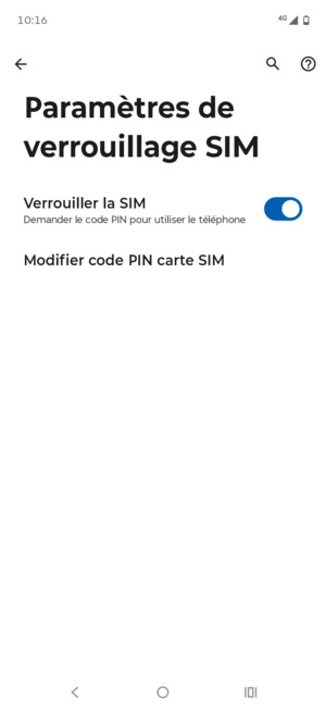 Sélectionnez Modifier code PIN carte SIM