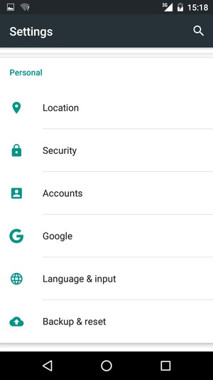 Scroll to and select Security