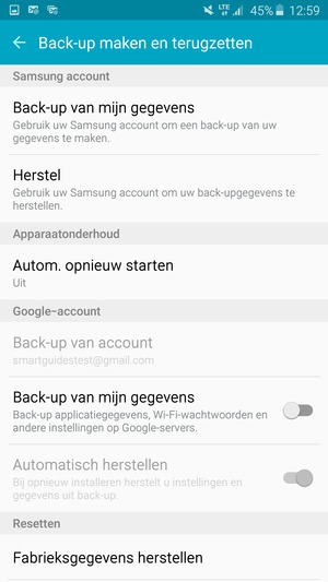 Schakel Back-up van mijn gegevens in