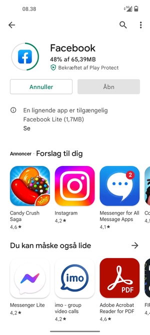 Afvent at installeringen er afsluttet