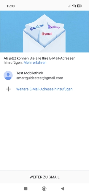 Wählen Sie WEITER ZU GMAIL