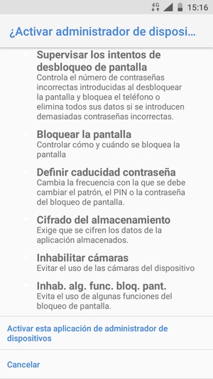 Desplácese hacia abajo y seleccione Activar esta aplicación de administración de dispositivos