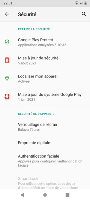 Sélectionnez Verrouillage de l'écran