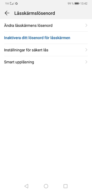 Din telefon är nu säkrad med ett skärmlås