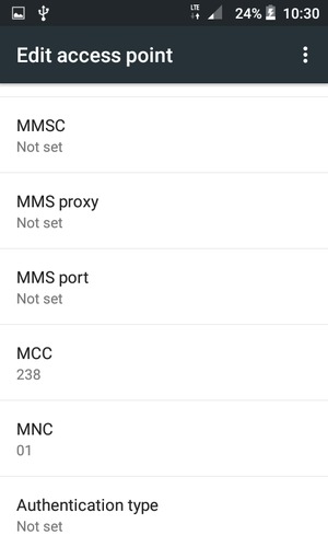 Scroll down and enter MMS information