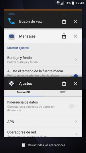 Seleccione Cerrar todas las aplicaciones para cerrar todas las aplicaciones en ejecución