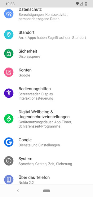 Scrollen Sie und wählen Sie Sicherheit