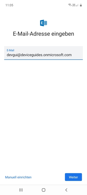 Geben Sie Ihre E-Mail-Adresse ein und wählen Sie Manuell einrichten