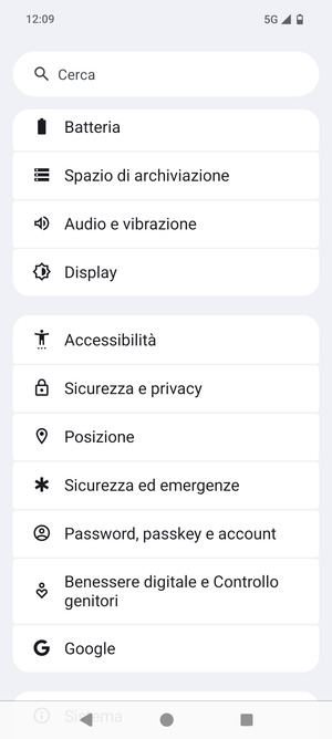 Scorri e seleziona Sicurezza e privacy