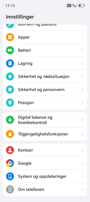 Bla til og velg System og oppdateringer