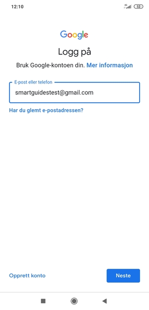 Skriv inn din Gmail-adresse og velg Neste