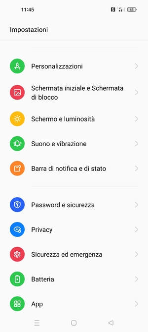 Scorri e seleziona Batteria