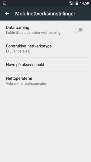 Velg Foretrukket nettverkstype