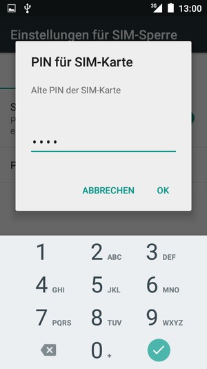Geben Sie Ihre Alte PIN der SIM-Karte ein und wählen Sie OK